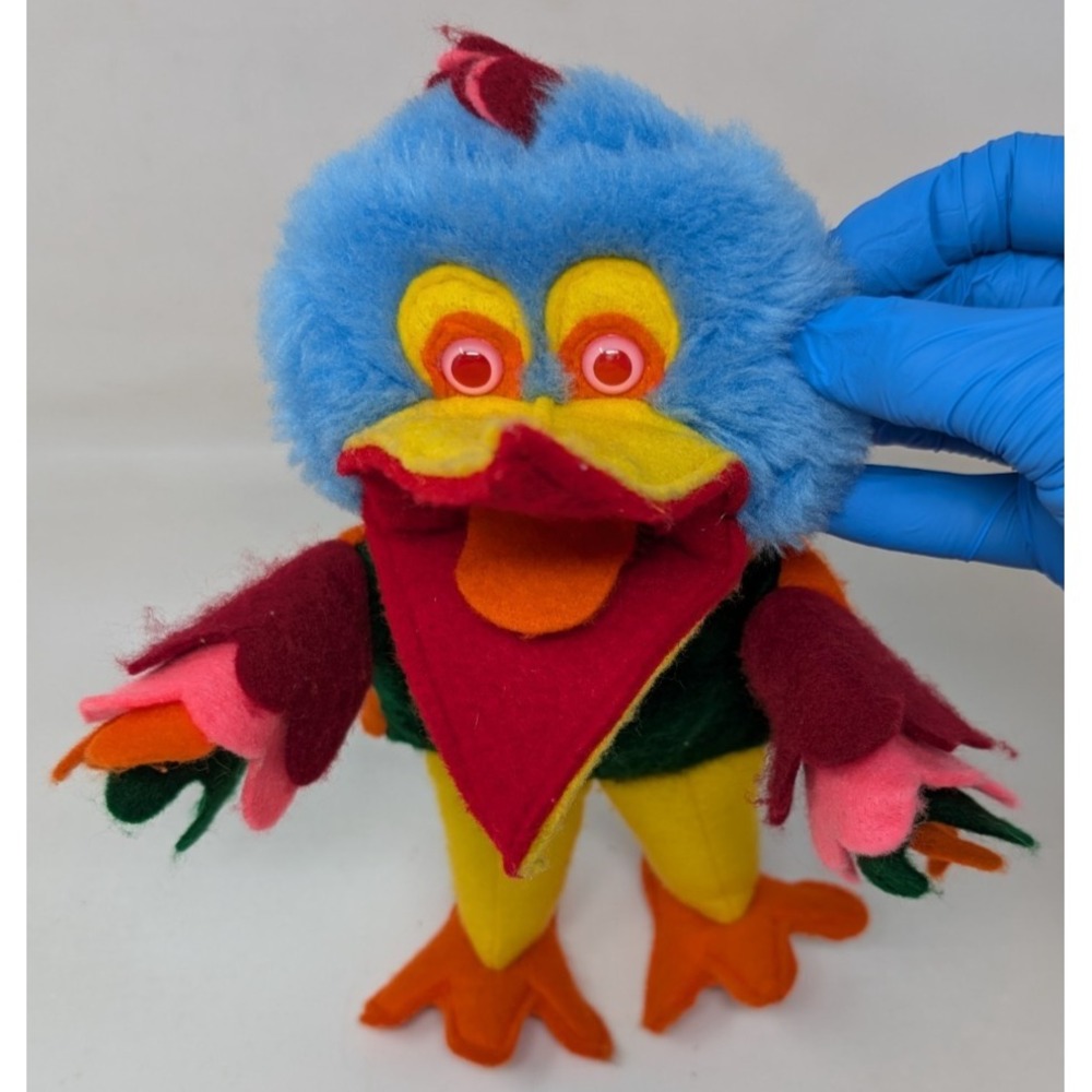 Vintage Sheram Puppets Bird 1970s Made in USA 70s Psychadelic Hand Colorful